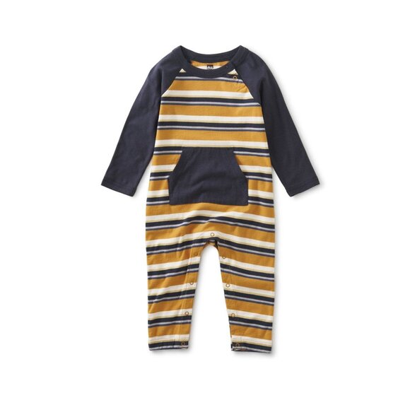 NWT Tea Collection Kangaroo Pocket Baby Romper 3-6 Months - Picture 1 of 1